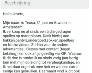 Tessa, studente uit Amsterdam maakt dikke winst met verkoop van gedragen ondergoed op Marktplaats